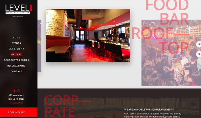 Level Two corporate parties page.