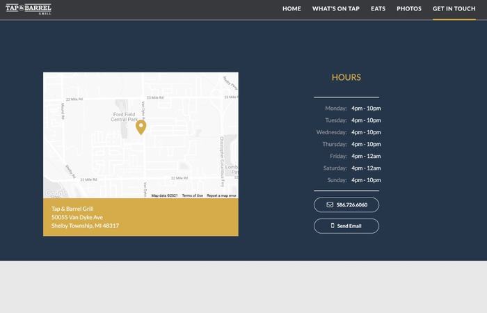 Tap & Barrel hours and map.