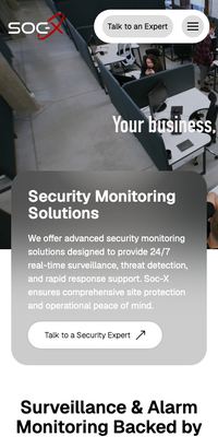 The SOCX Security website on a phone.